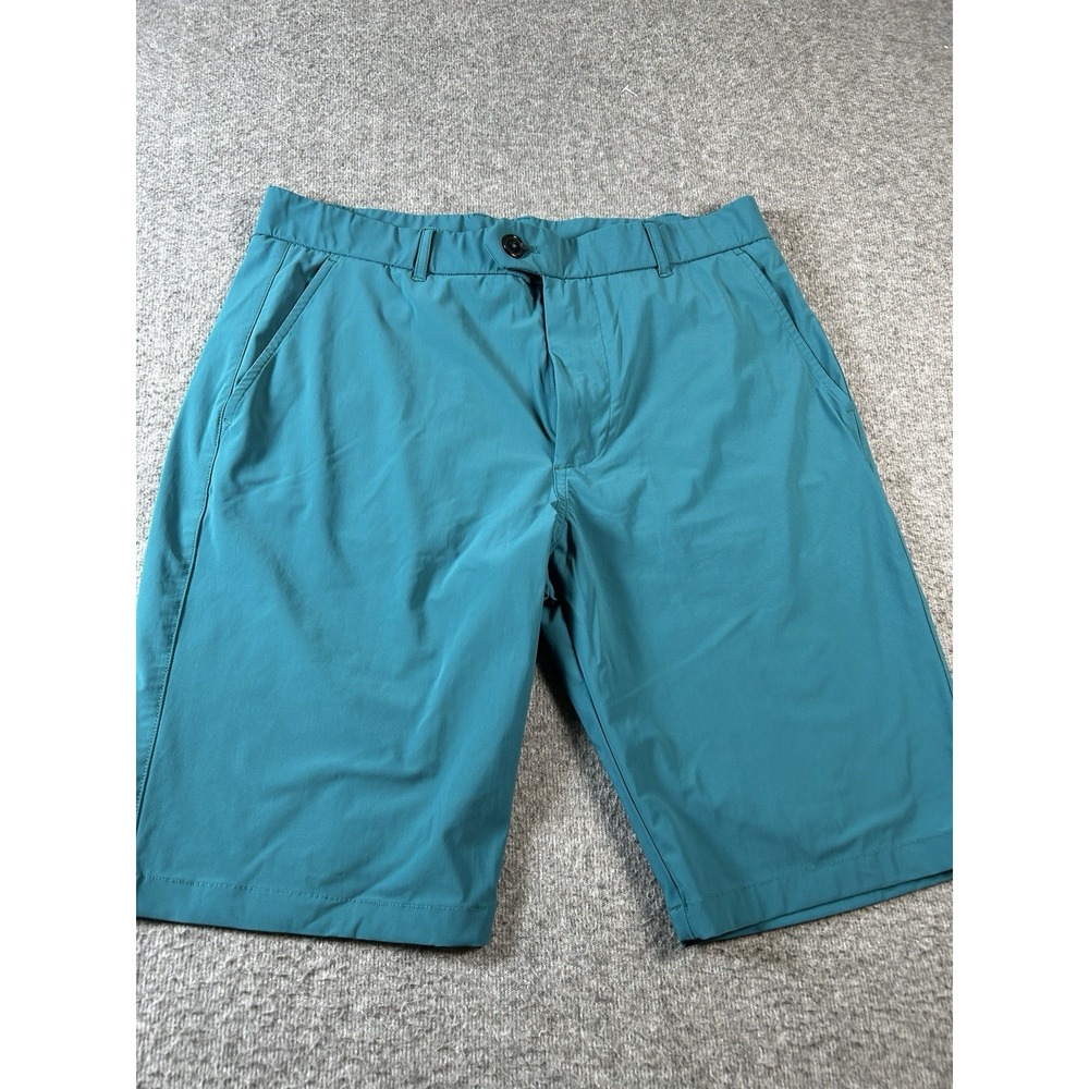 Greyson Golf Montauk Shorts Mens 32 Turquoise Performance Flat Front Stretch 8"